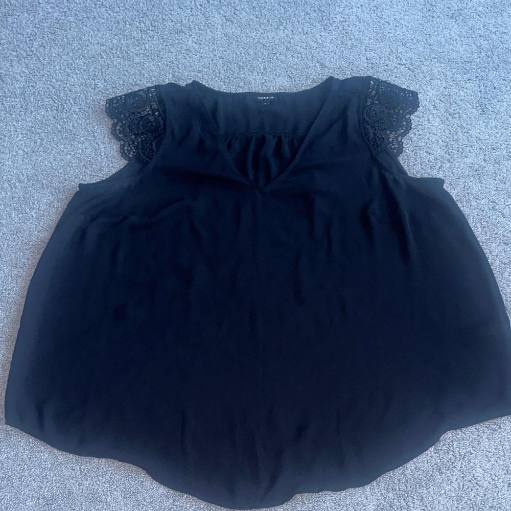 Torrid Black Lace Sleeve Blouse